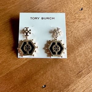 COPY - Tory Burch gold and black dangle earrings